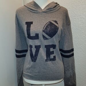 Fifth Sun Gray LOVE Football Hoodie For Football Season Size Medium